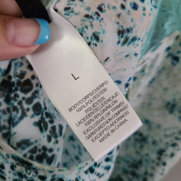 Adore Me Confetti Leopard Turquoise‎ Nightie sz L NWT - Picture 6 of 6